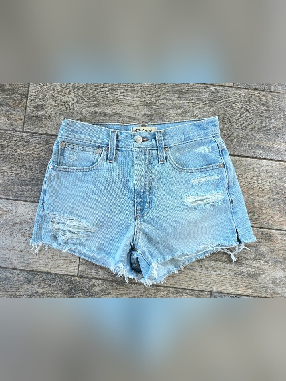 Madewell Light Wash Distressed Denim Cutoff Shorts Sz 23